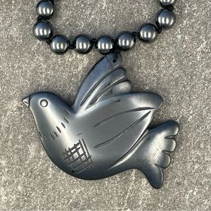 Peace Dove with Beaded Necklace Pewter in Color